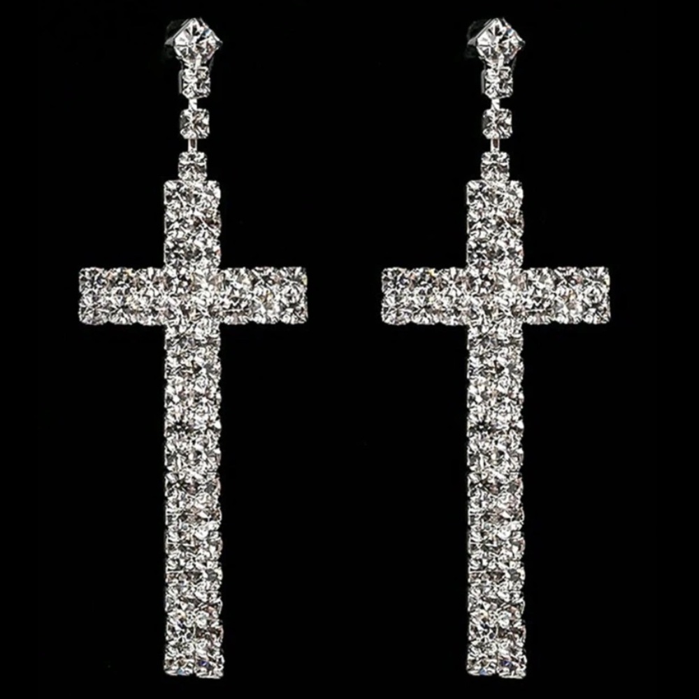 Cubic Zirconia Cross Earrings